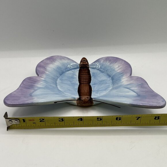 Yankee Candle Butterfly Ceramic Jar Holder 8.5"x6" Serene Blue Purple Home Decor - Picture 7 of 12
